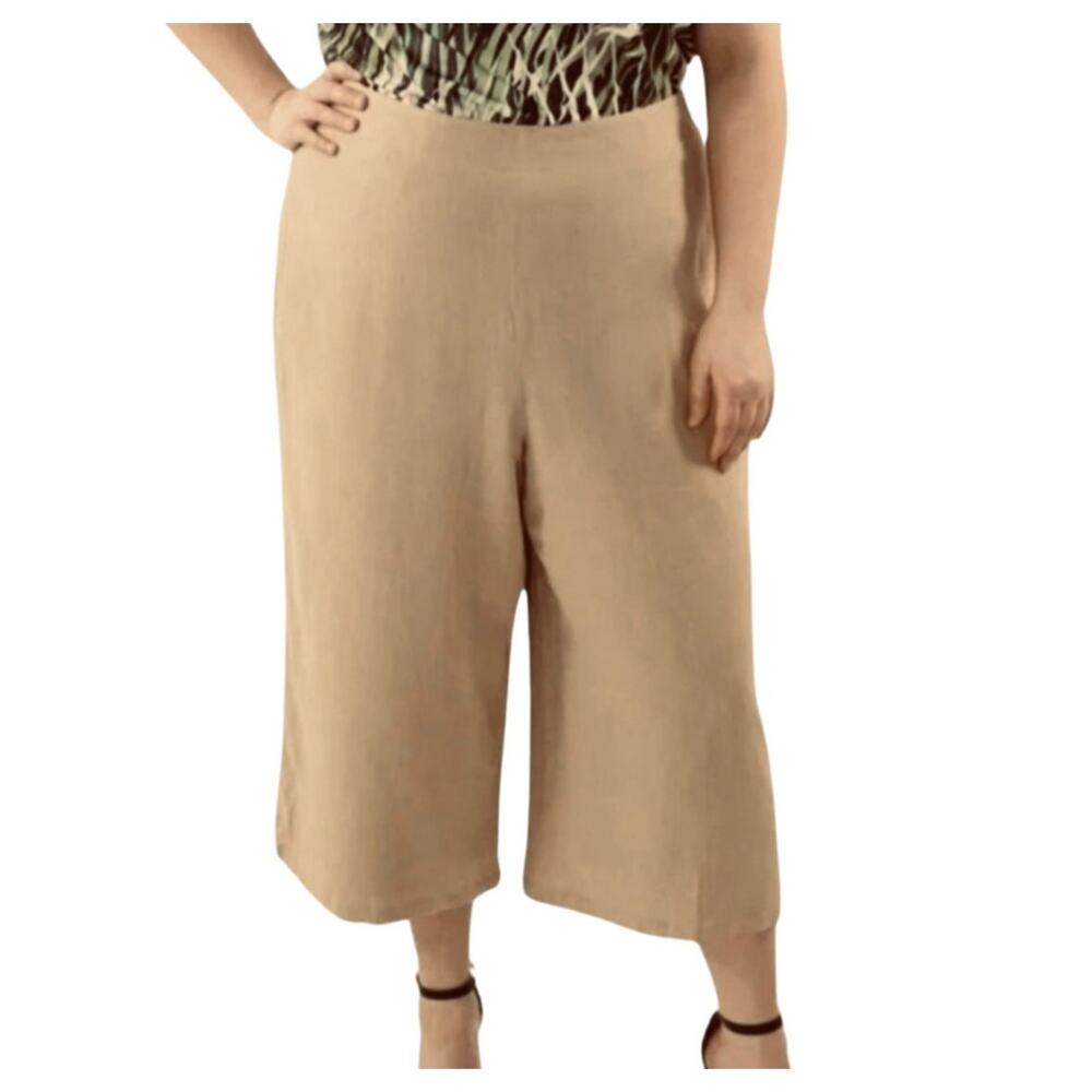 Maree Pour Toi linen blend wide leg pant in tan Size 12